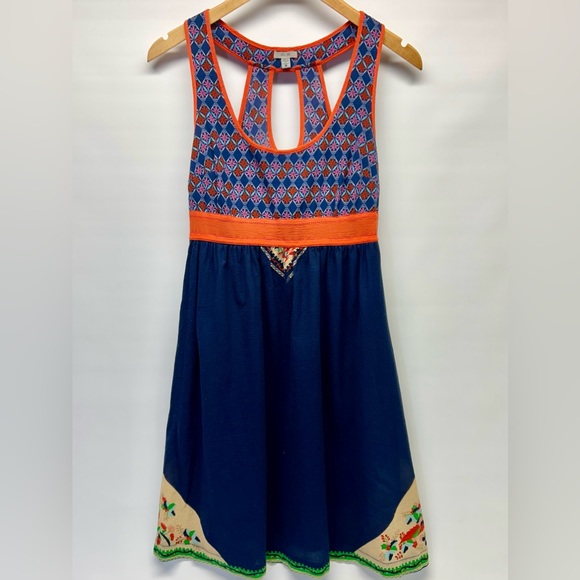 Ecote Urban Outfitters Dress Navy Orange Size M - Picture 1 of 7